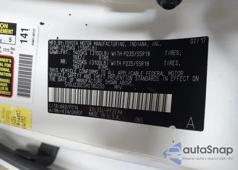 2017 Toyota Sienna Le 7 Passenger from USA, damaged, VIN 5TDJZ3DC5HS180200